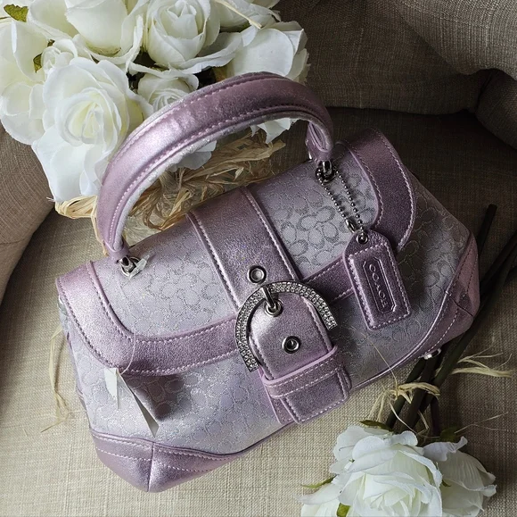 Sold- Vintage Coach Signature Lurex & Swarovski Crystal Top-Handle Bag / Purse - Picture 8 of 15